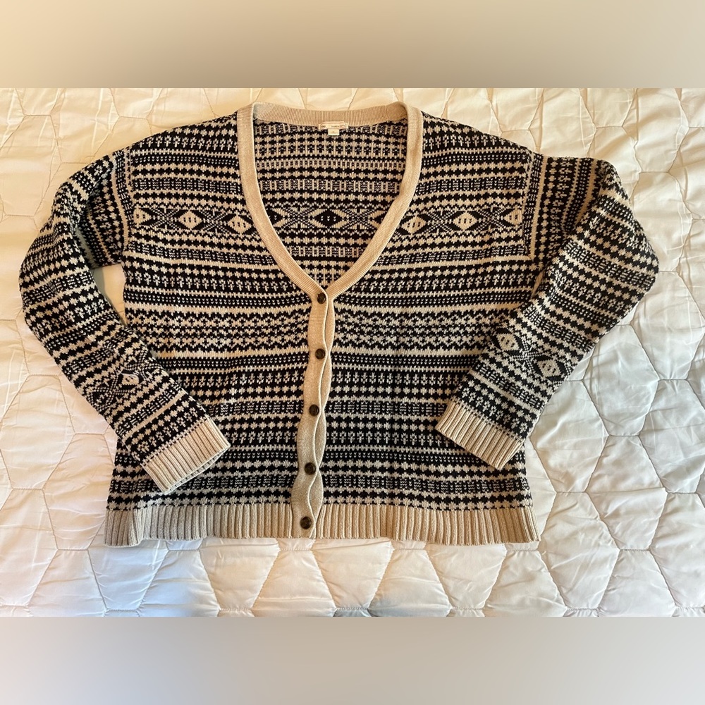 Gap Thick Black and Tan Patterned Sweater | size Medium